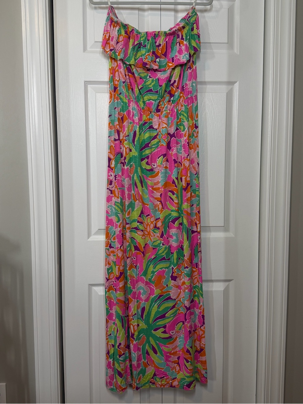 Lilly Pulitzer Strapless Tropical Print Maxi Dress Size L - Picture 3 of 10